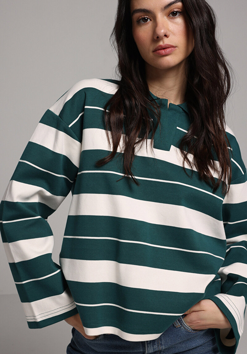 Зображення Теніска Поло З Довгим Рукавом Жіночий Зелений