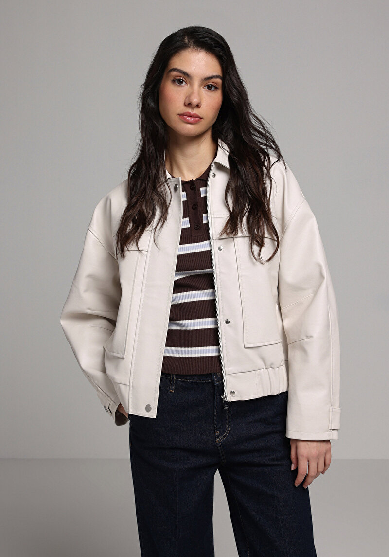 Зображення Куртка З Еко-шкіри Жіноча Бежева Cl1077991