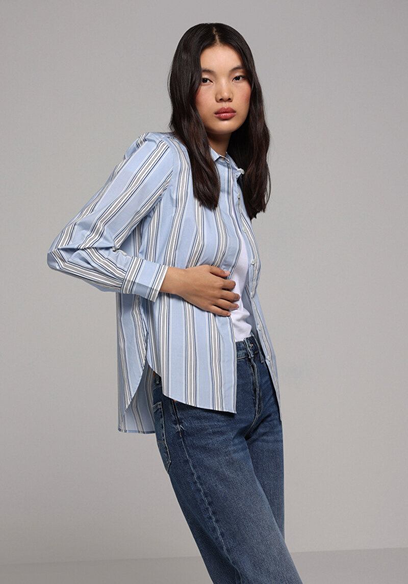 Зображення Сорочка З Довгим Рукавом Жіноча Блакитна Cl1077660