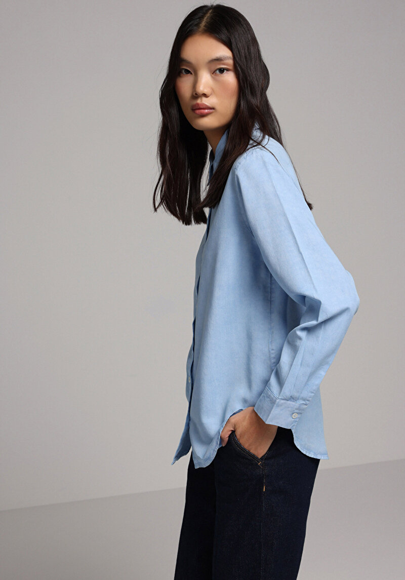 Зображення Сорочка З Довгим Рукавом Жіноча Блакитна Cl1077717