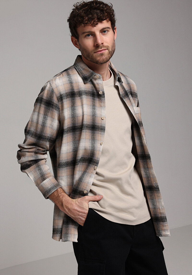 Зображення Сорочка З Довгим Рукавом Чоловіча Бежева Cl1077505