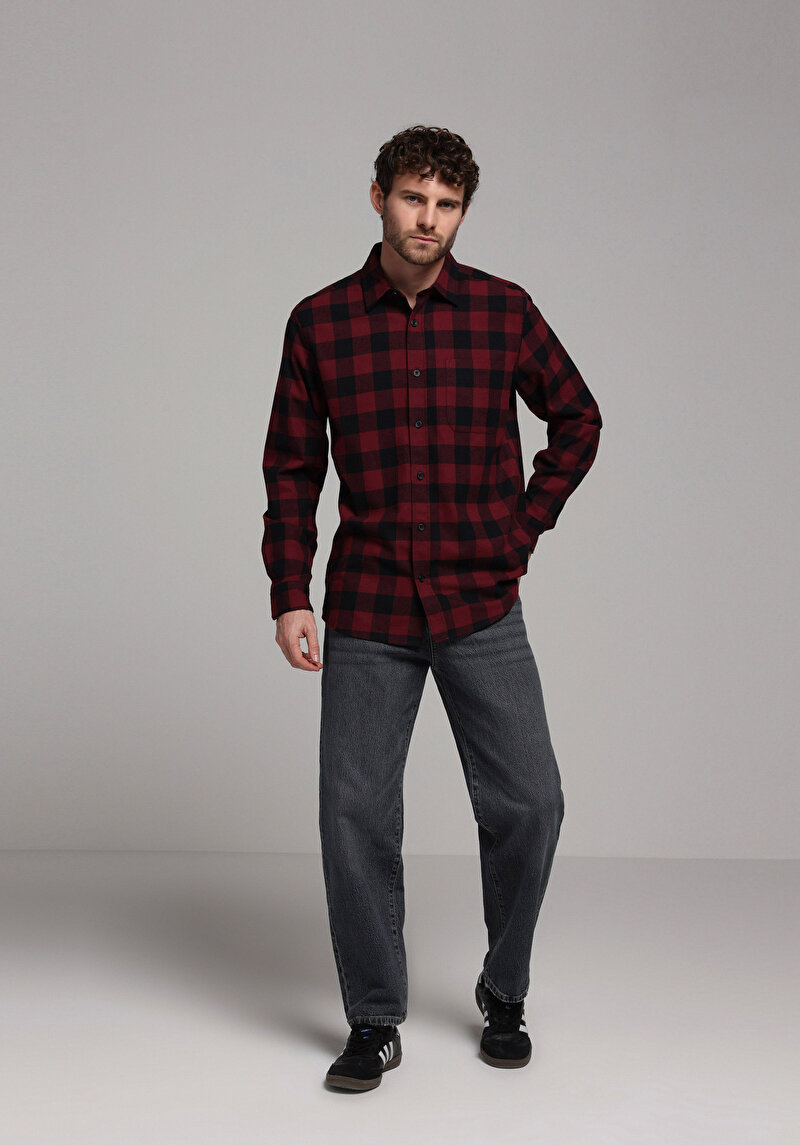 Зображення Сорочка З Довгим Рукавом Чоловіча Бордова Cl1077585