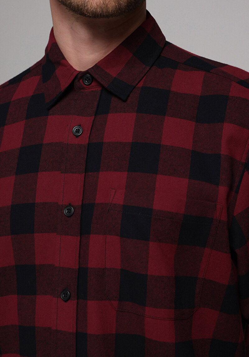 Зображення Сорочка З Довгим Рукавом Чоловіча Бордова Cl1077585