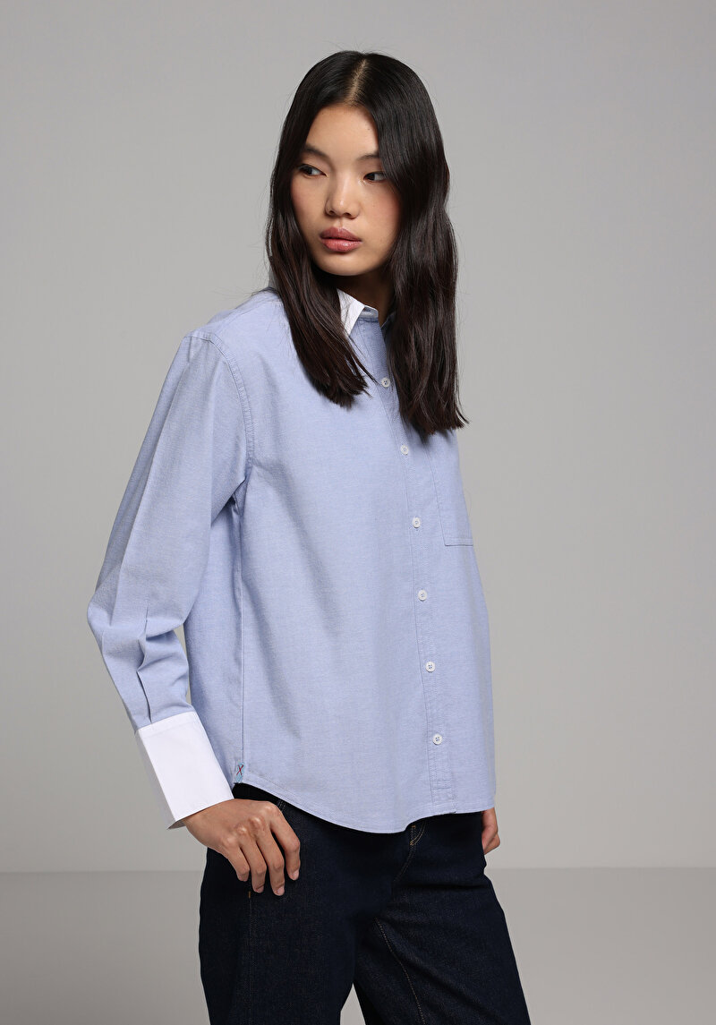 Зображення Сорочка З Довгим Рукавом Жіноча Блакитна  Cl1077773