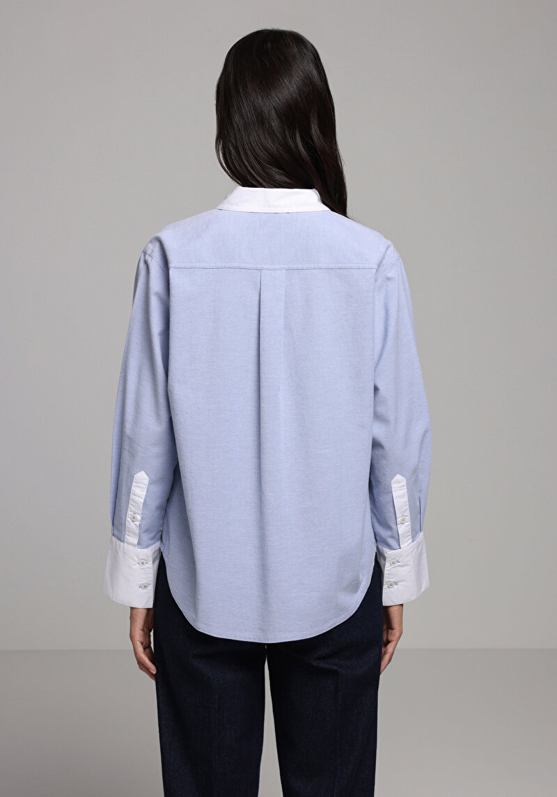 Зображення Сорочка З Довгим Рукавом Жіноча Блакитна Cl1077773