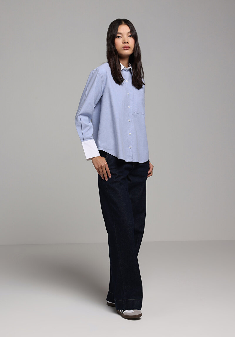 Зображення Сорочка З Довгим Рукавом Жіноча Блакитна Cl1077773