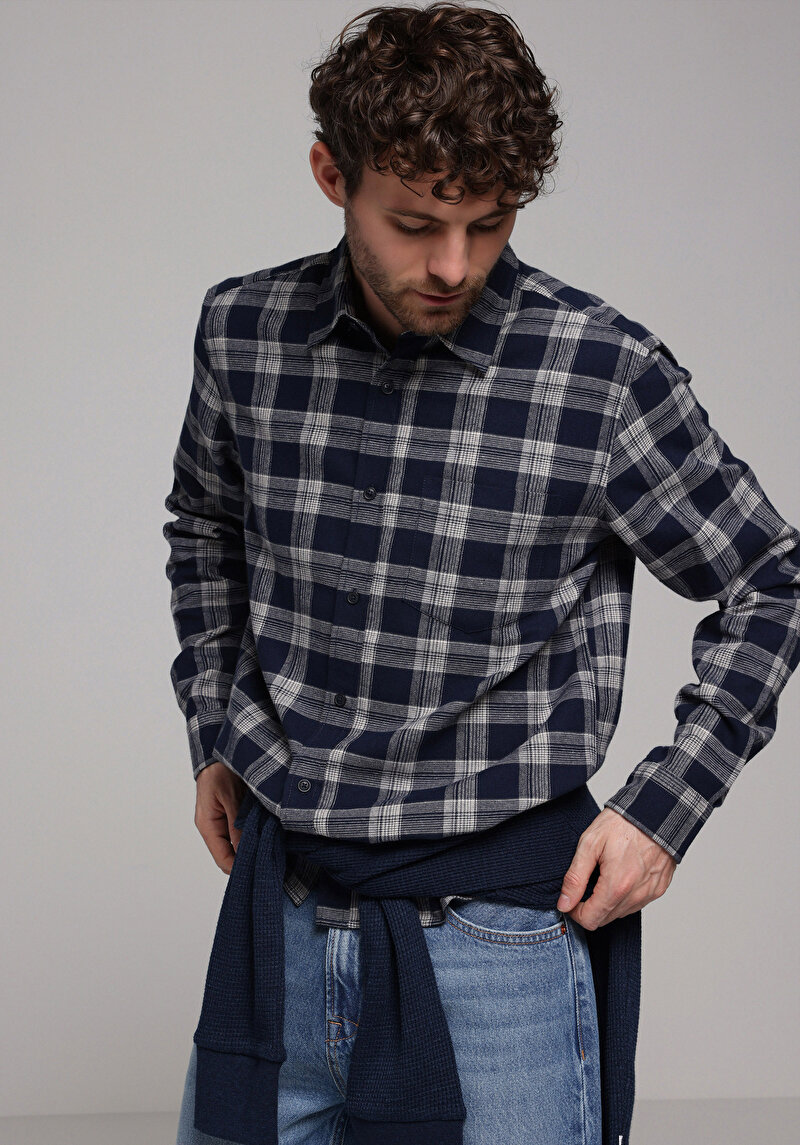 Зображення Сорочка З Довгим Рукавом Чоловіча Синя  Cl1078147