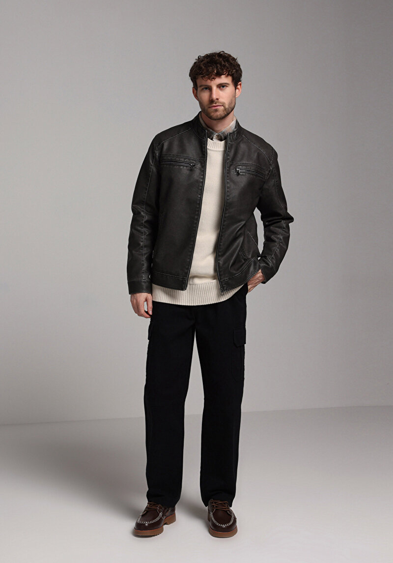 Зображення Куртка З Еко-шкіри Чоловіча Сіра Cl1078342