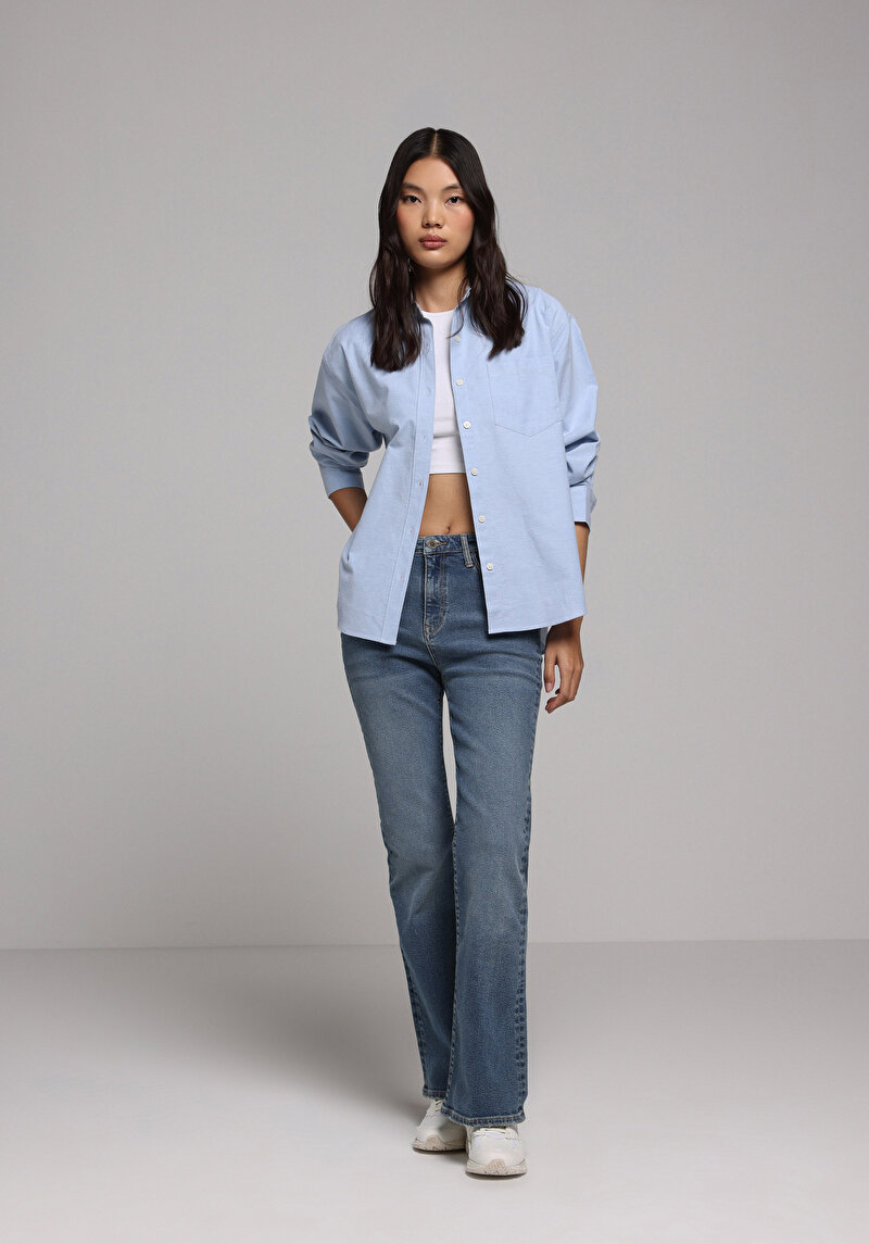 Зображення Сорочка З Довгим Рукавом Жіноча Блакитна Cl1078107