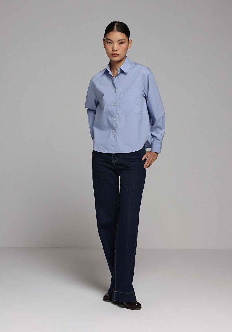 Зображення Сорочка З Довгим Рукавом Жіноча Блакитна