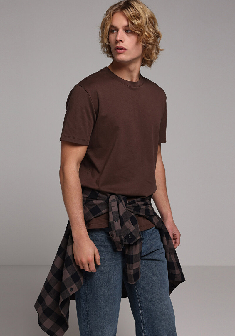 Зображення Футболка З Коротким Рукавом Чоловіча Коричнева