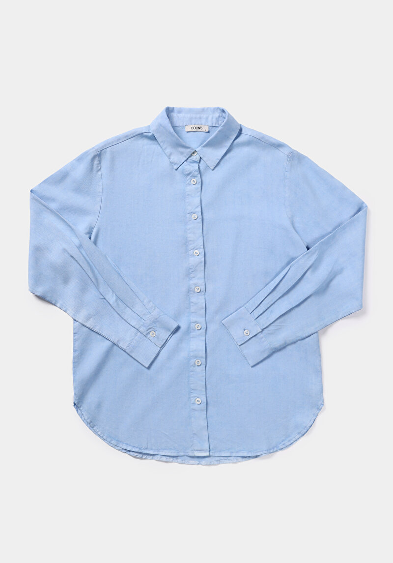 Показати інформацію про Сорочка З Довгим Рукавом Жіноча Блакитна  Cl1077717