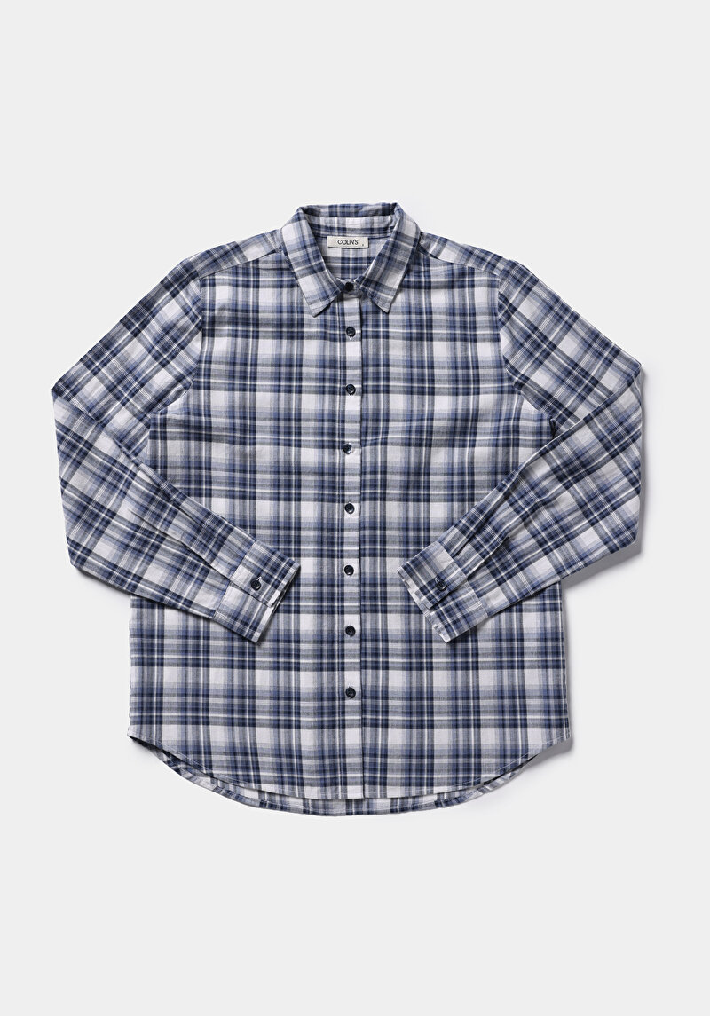 Показати інформацію про Сорочка З Довгим Рукавом Жіноча Синя