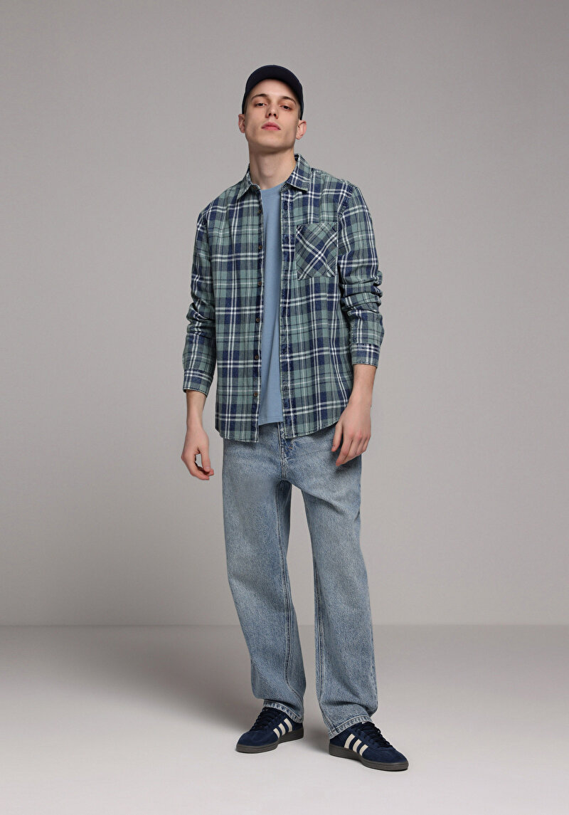 Показати інформацію про Сорочка З Довгим Рукавом Чоловіча Зелена  Cl1078984