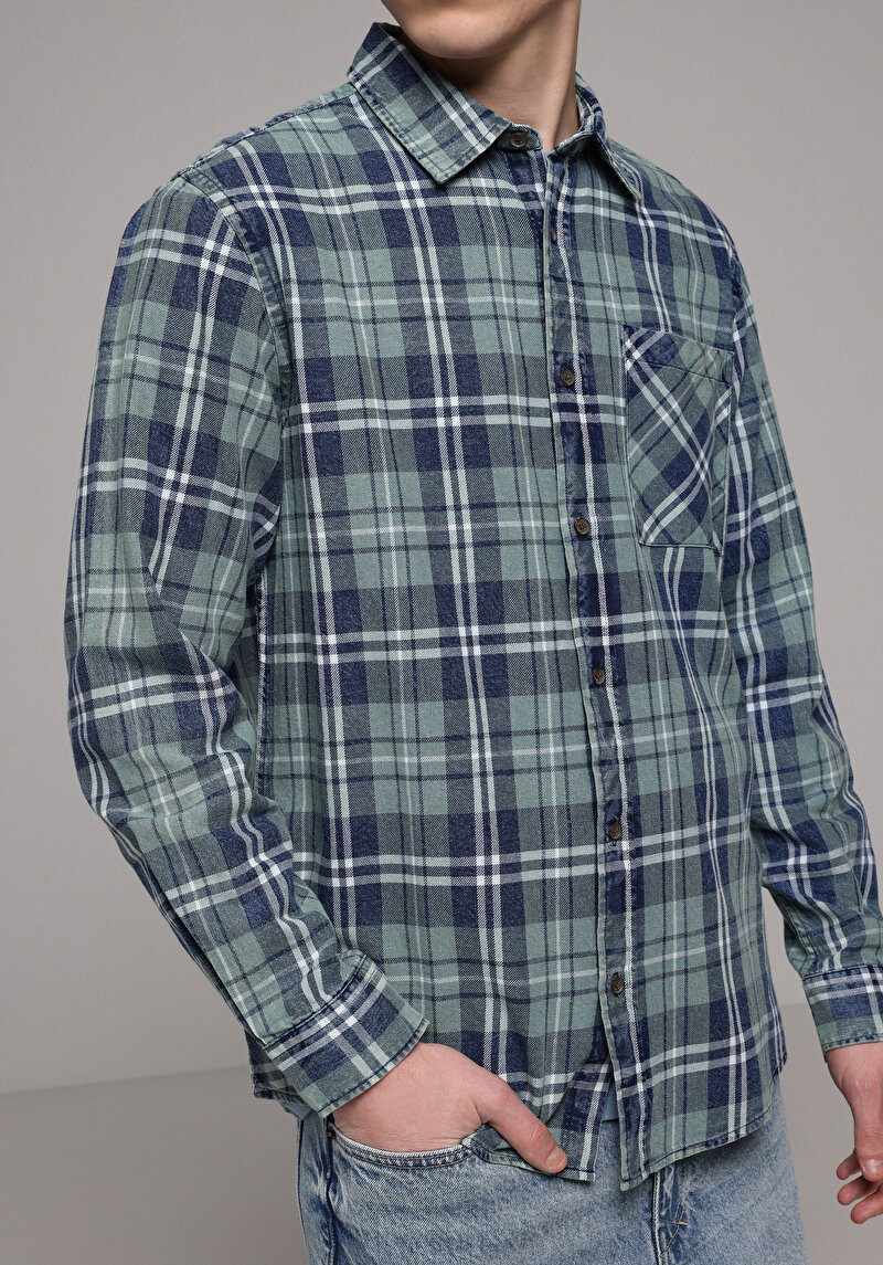 Показати інформацію про Сорочка З Довгим Рукавом Чоловіча Зелена  Cl1078984