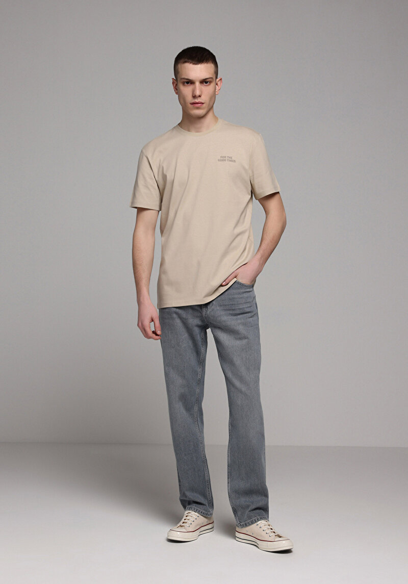 Показати інформацію про Футболка З Коротким Рукавом Чоловіча Бежева