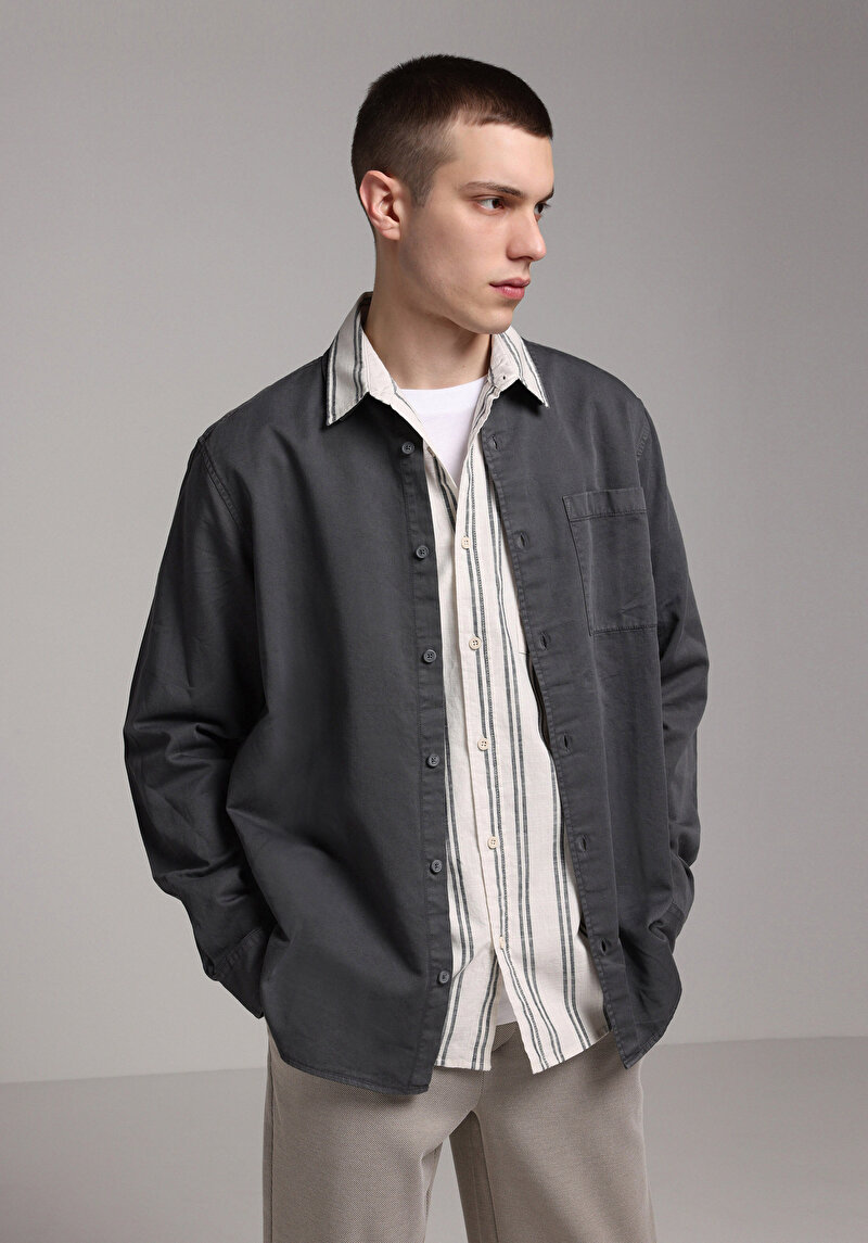 Зображення Сорочка З Довгим Рукавом Чоловіча Сіра Cl1076516