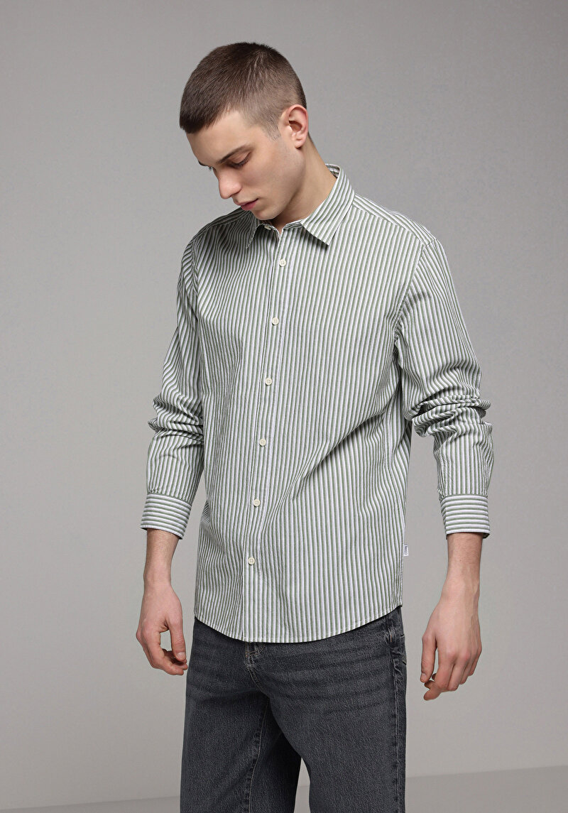 Зображення Сорочка З Довгим Рукавом Чоловіча Зелена  Cl1078078