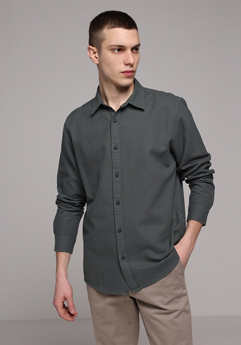 Зображення Сорочка З Довгим Рукавом Чоловіча Зелена Cl1078983