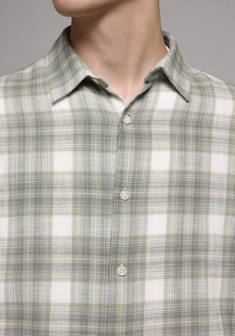 Показати інформацію про Сорочка З Довгим Рукавом Чоловіча Зелена  Cl1079314