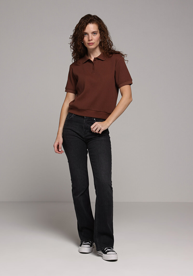 Зображення Теніска Поло З Коротким Рукавом Жіноча Коричнева