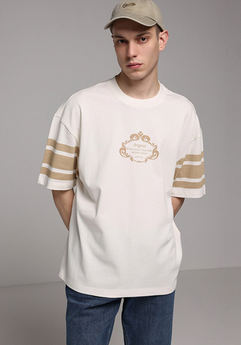 Зображення Футболка З Коротким Рукавом Чоловіча Бежева