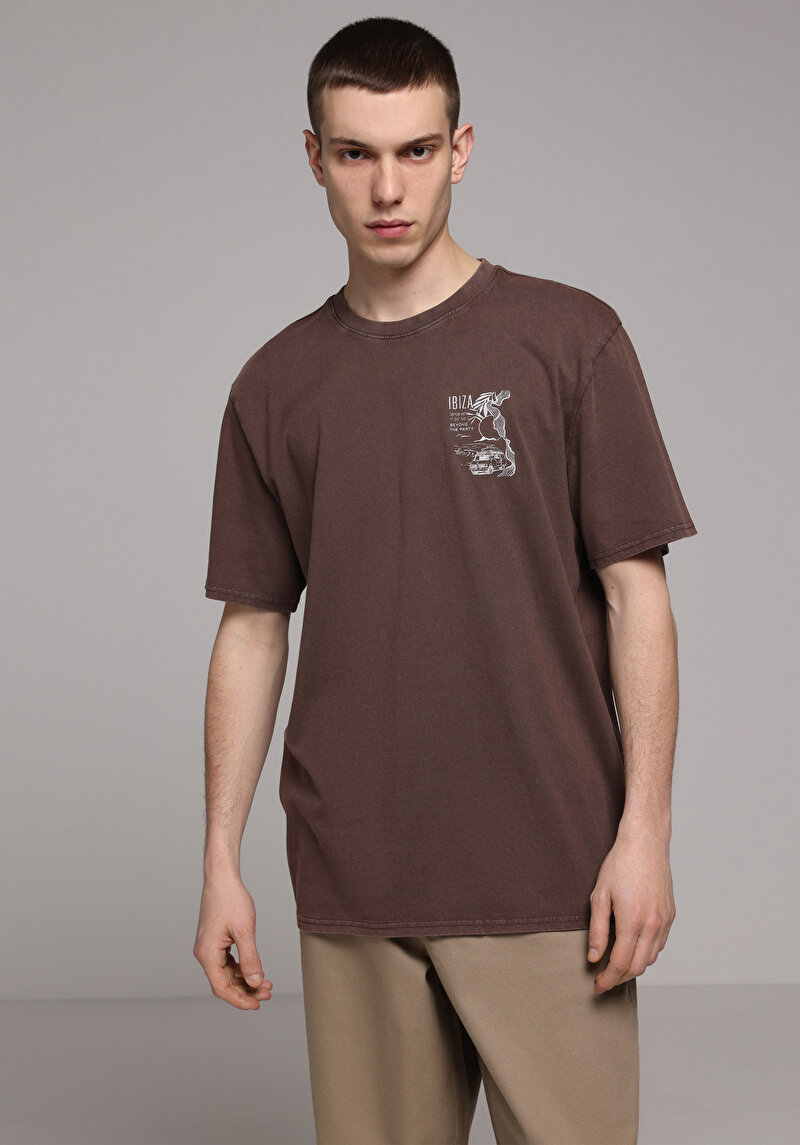 Зображення Футболка З Коротким Рукавом Чоловіча Коричнева