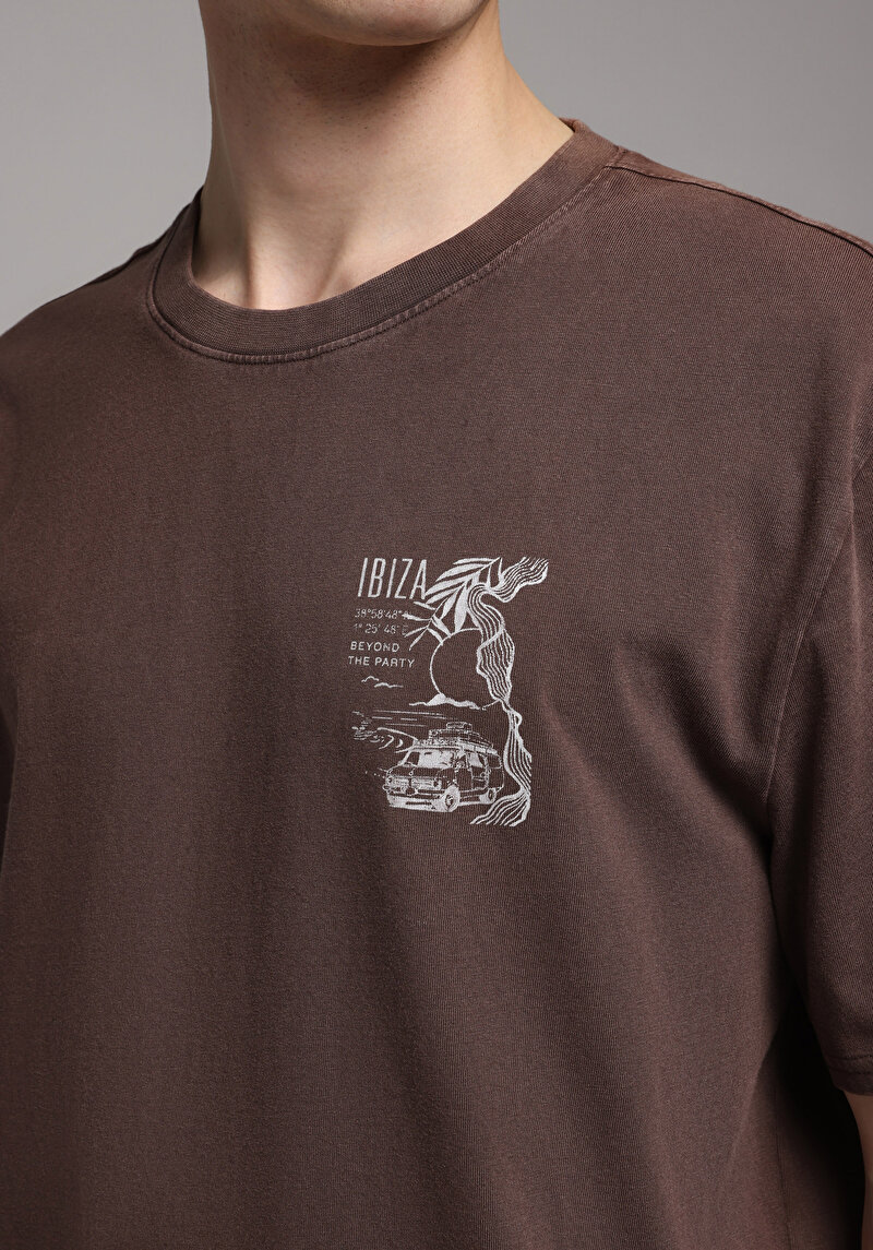 Показати інформацію про Футболка З Коротким Рукавом Чоловіча Коричнева