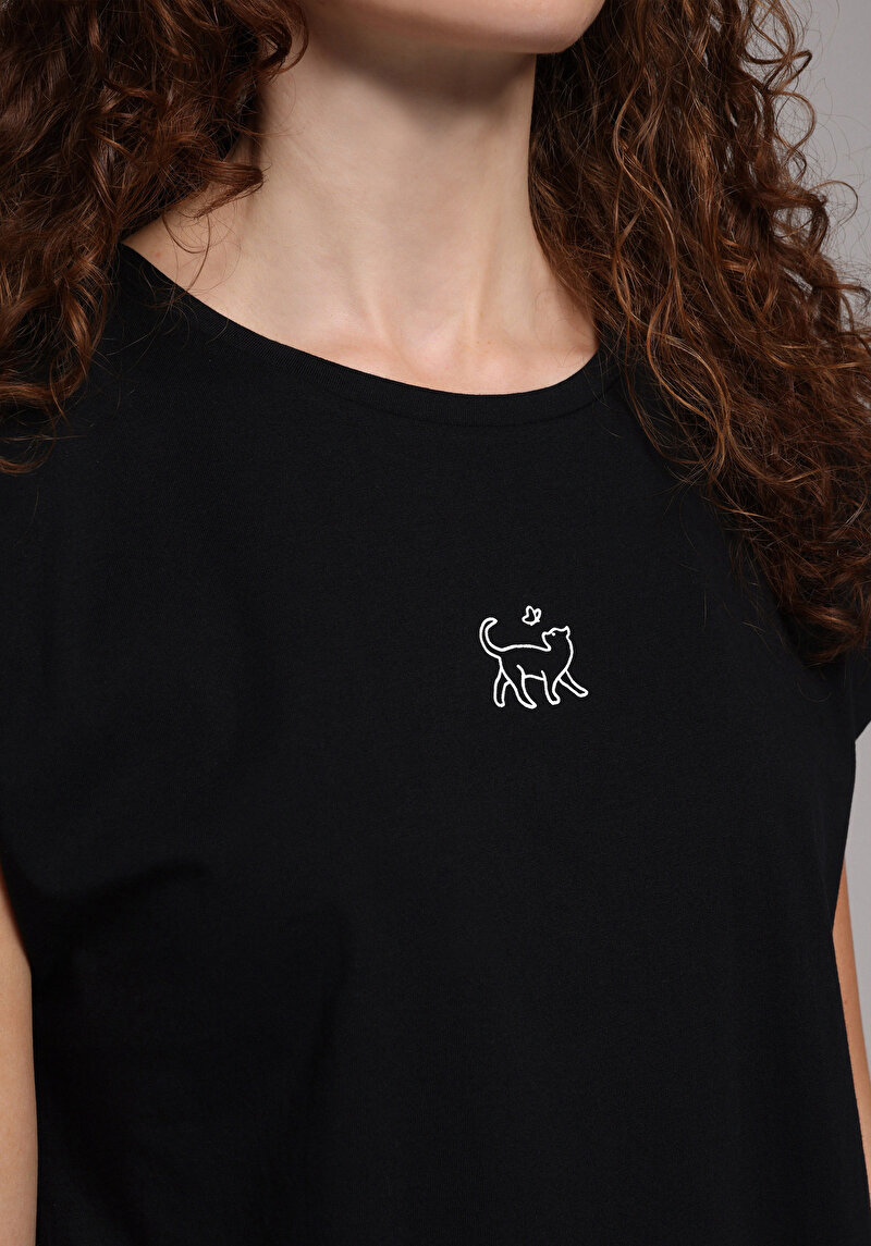 Показати інформацію про Футболка З Коротким Рукавом Жіноча Чорна  Cl1079352