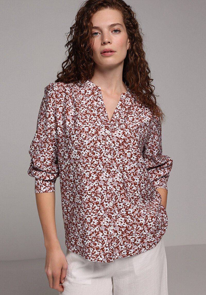 Зображення Сорочка З Довгим Рукавом Жіноча Коричнева