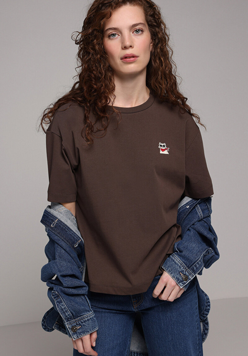 Зображення Футболка З Коротким Рукавом Жіноча Коричнева Cl1078323