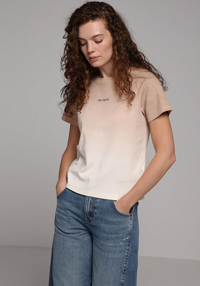 Зображення Футболка З Коротким Рукавом Жіноча Бежева