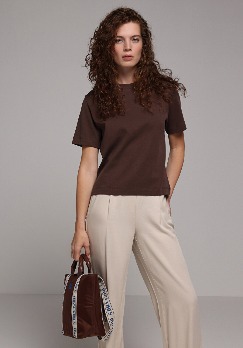 Зображення Футболка З Коротким Рукавом Жіноча Коричнева  Cl1079037