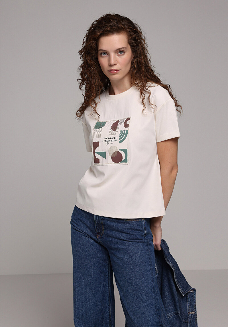 Зображення Футболка З Коротким Рукавом Жіноча Бежева