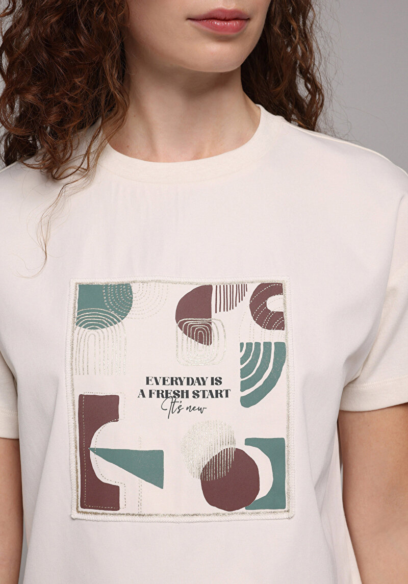 Зображення Футболка З Коротким Рукавом Жіноча Бежева