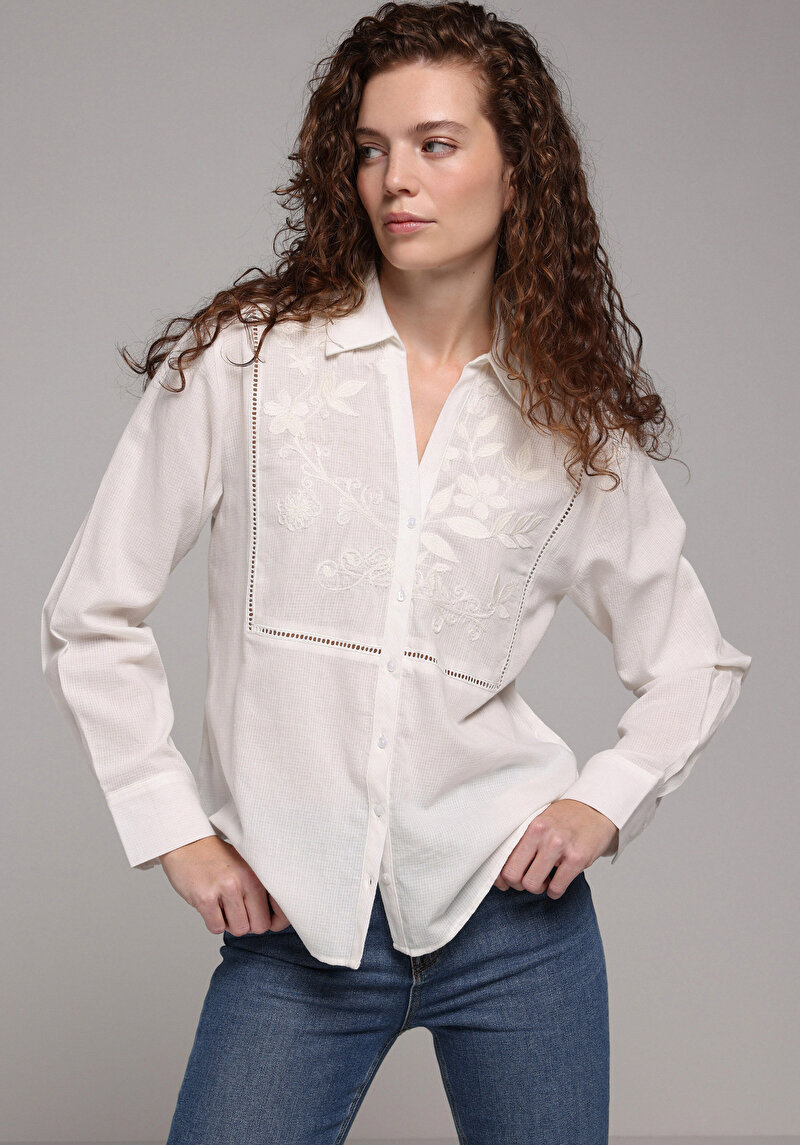 Зображення Сорочка З Довгим Рукавом Жіноча Біла