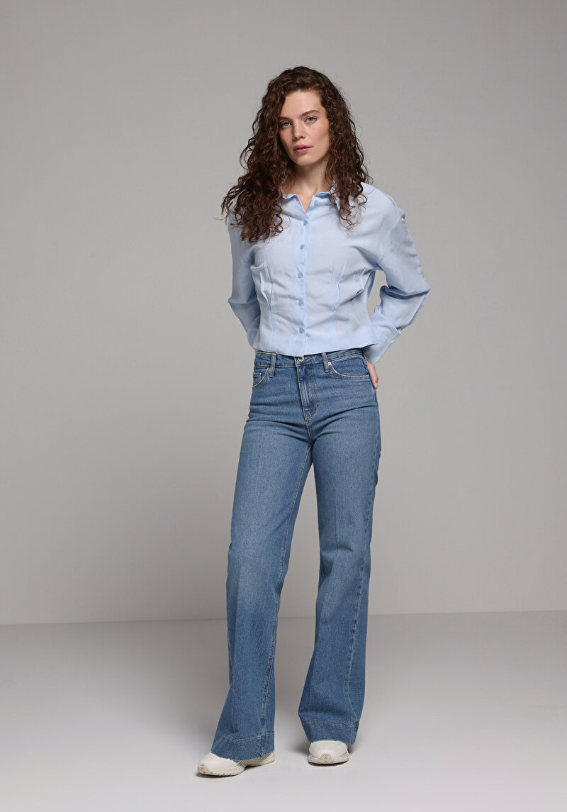 Показати інформацію про Сорочка З Довгим Рукавом Жіноча Блакитна