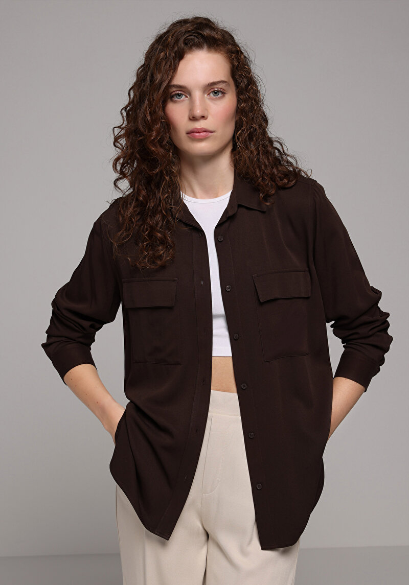 Зображення Сорочка З Довгим Рукавом Жіноча Коричнева  Cl1078737