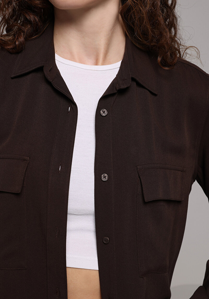 Показати інформацію про Сорочка З Довгим Рукавом Жіноча Коричнева  Cl1078737