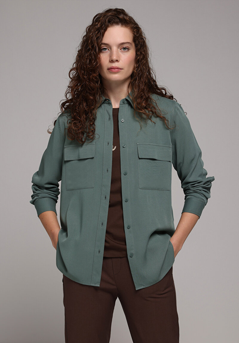 Зображення Сорочка З Довгим Рукавом Жіноча Зелена  Cl1078737