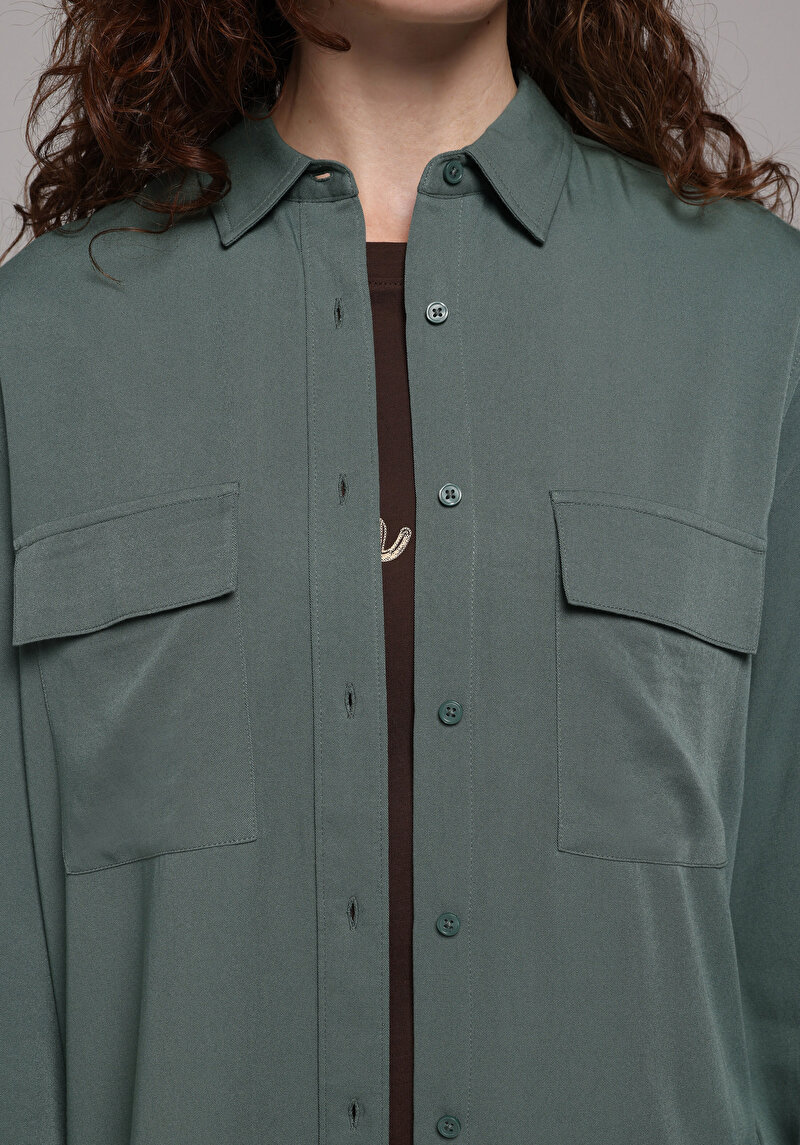 Показати інформацію про Сорочка З Довгим Рукавом Жіноча Зелена  Cl1078737