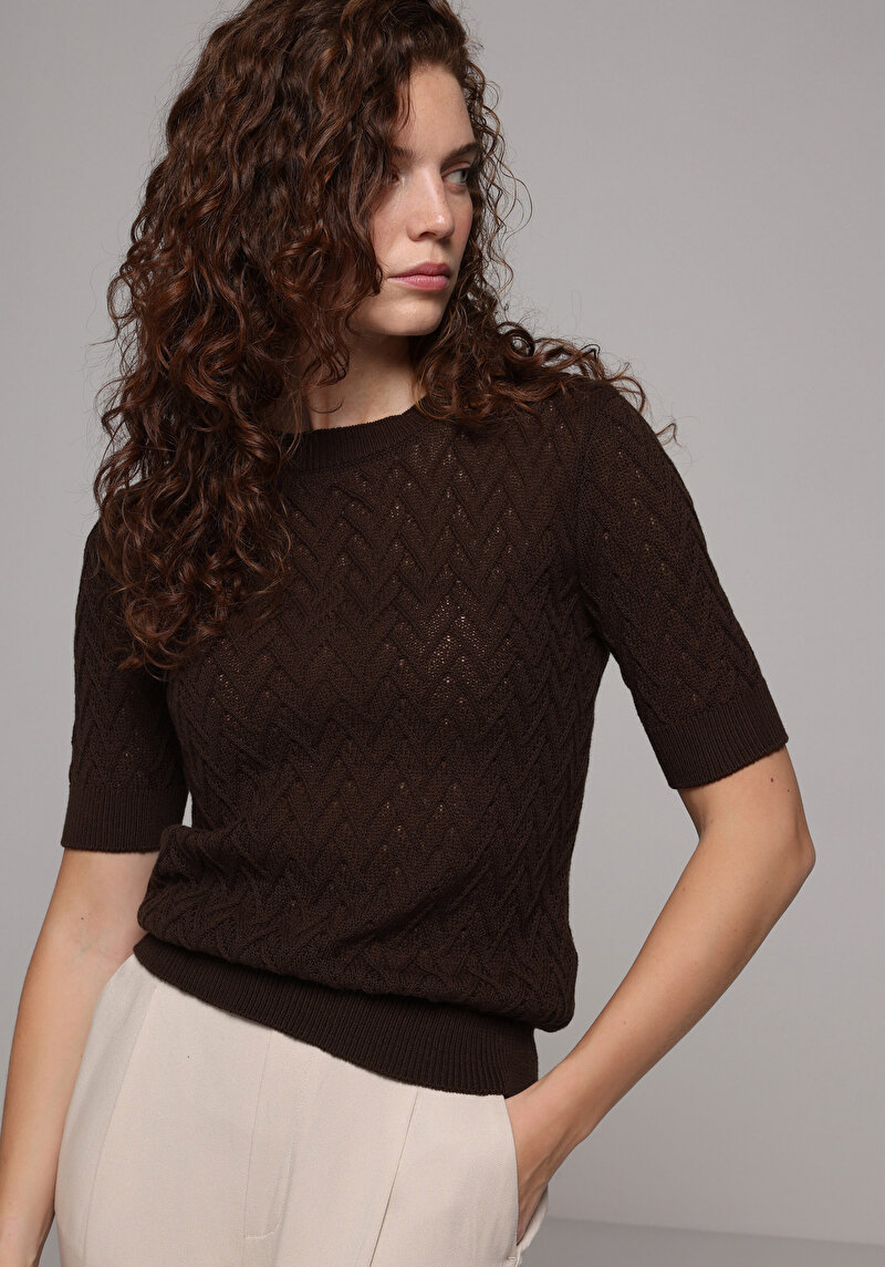 Зображення Светр Із Коротким Рукавом Жіночий Коричневий