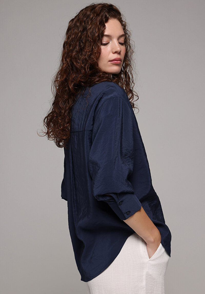 Показати інформацію про Сорочка З Довгим Рукавом Жіноча Синя