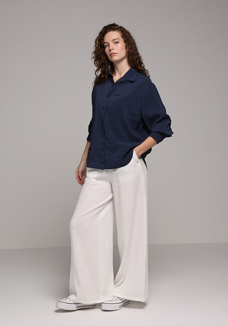 Зображення Сорочка З Довгим Рукавом Жіноча Синя