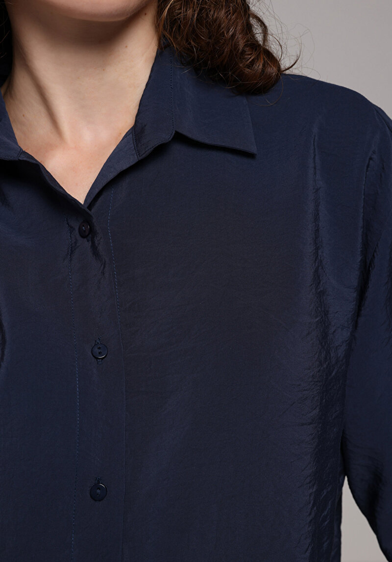 Показати інформацію про Сорочка З Довгим Рукавом Жіноча Синя