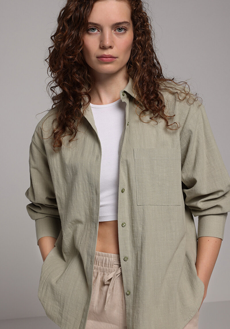 Зображення Сорочка З Довгим Рукавом Жіноча Зелена  Cl1079434