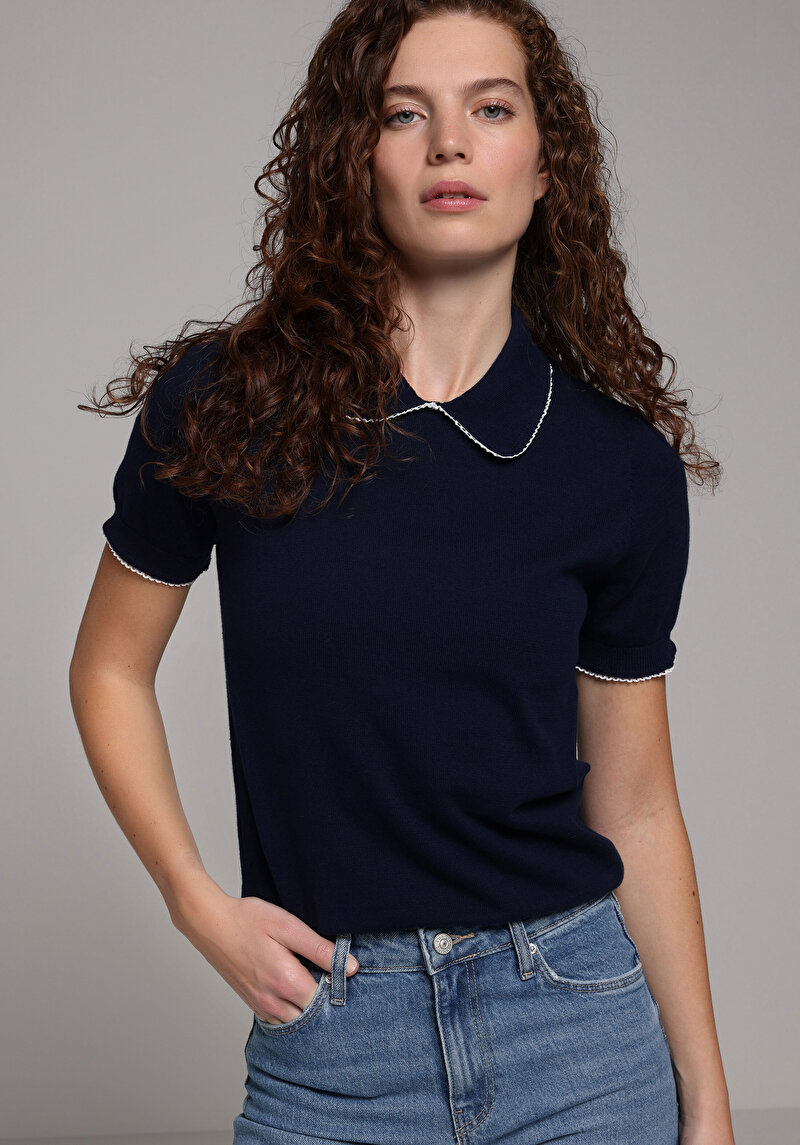 Зображення Светр Із Коротким Рукавом Жіночий Синій