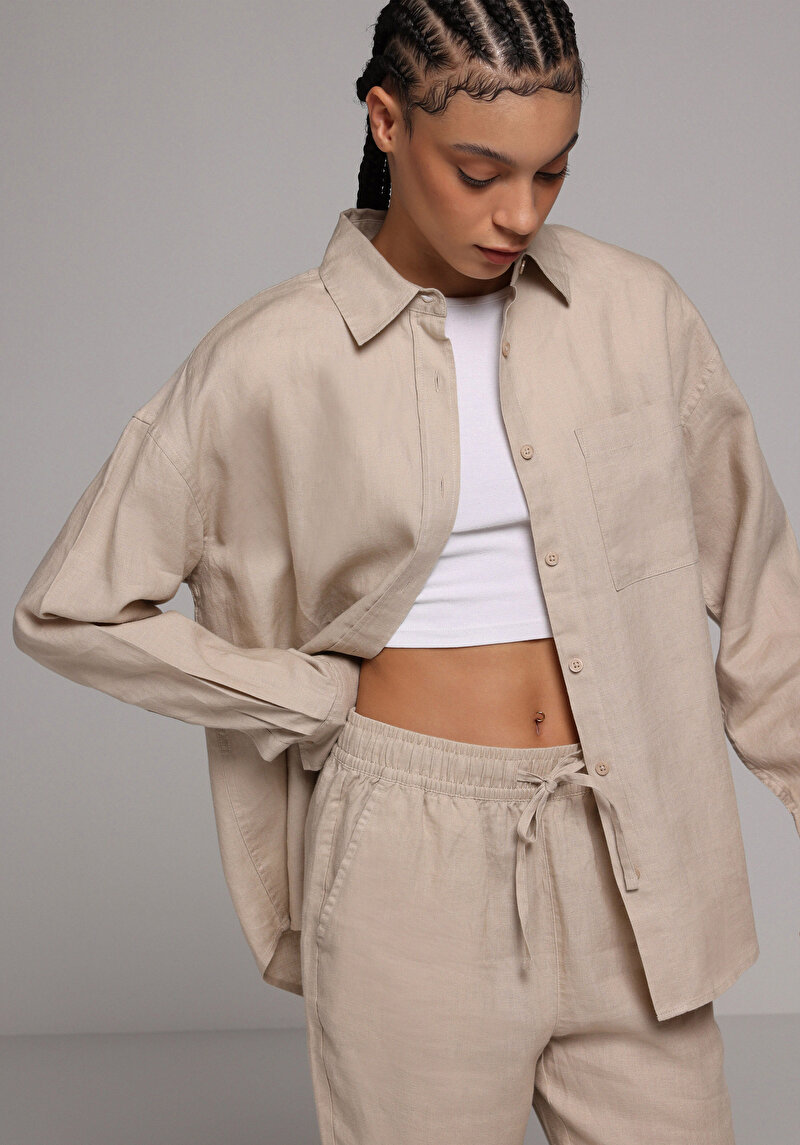 Зображення Сорочка З Довгим Рукавом Жіноча Бежева Cl1078739