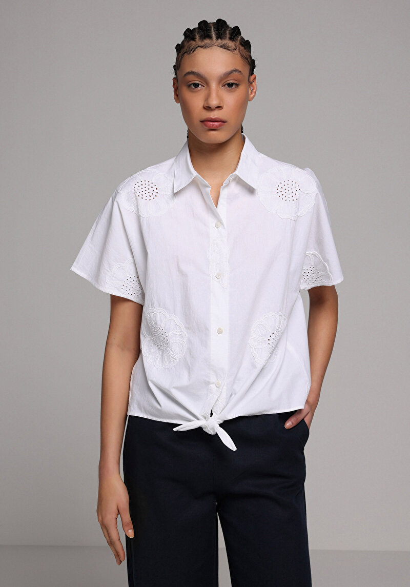 Зображення Сорочка З Коротким Рукавом Жіноча Біла