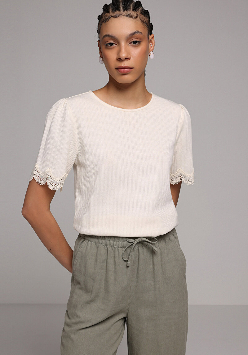 Зображення Блуза З Коротким Рукавом Жіночий Бежева